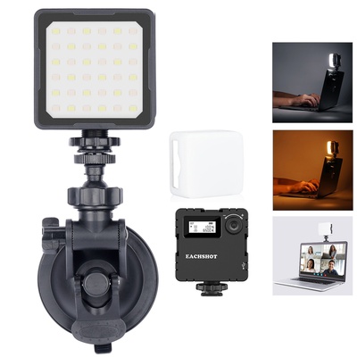 Led Video light with Suction Mounting Cap Kit, Video Conference Lighting Kit, for  Laptop MacBook Video Conferencing, Zoom Meeting Calls, Self Broadcasting, Live Streaming Youtube video filmmaking, EACHSHOT ES36
