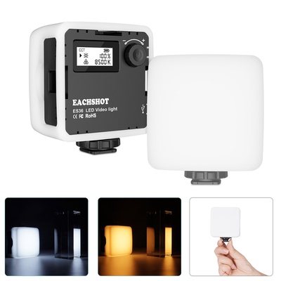 EACHSHOT ES36 Mini LED Camera Video Light, Dimmable 2800K-8500K LCD Display Portable Video Lighting for GoPro iPhone Vlogging