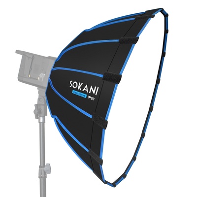 SOKANI InstaBox iP60 Quick Release Octagonal Softbox 24" (60cm), Bowens Mount Deep Parabolic Softbox with Grid & Diffusers, Foldable Photography Softbox for Studio Flash & LED Video Lights
