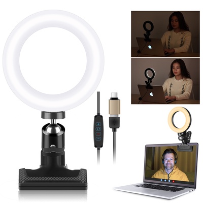 EACHSHOT 4.5" Video Conference Lighting Kit with Clamp Mount, Light for Video Conferencing, Laptop Light for Video Conferencing, Remote Working, Zoom Lighting for Computer, with Type C to USB Adapter