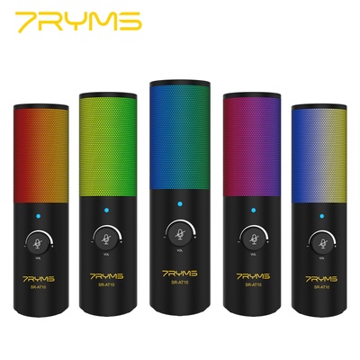 7RYMS SR-AT10 RGB USB cardioid condenser microphone for YouTube TikTok Twitch streaming podcasting gaming, suitable for PC laptop, smartphone, Xbox, PS4/5