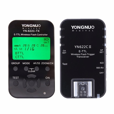 YONGNUO YN622C KIT Including YN622C-TX Controller and YN622C-II-RX Single Transceiver Wireless E-TTL Flash Trigger Kit with LED Screen For Canon