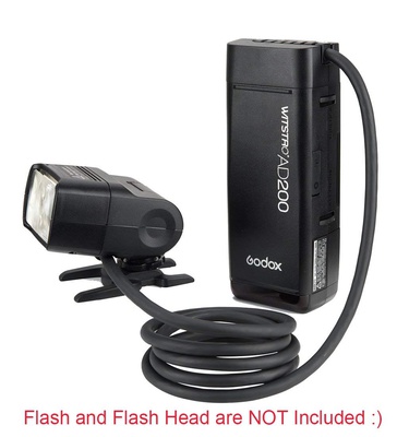 Godox EC200 200W Extension Flash Head for Godox AD200 Flashpoint EVOLV 200 Pocket Flash, 2M Long Extend Cable, Works with AD200 Bare Bulbs Head and Speedlite Head
