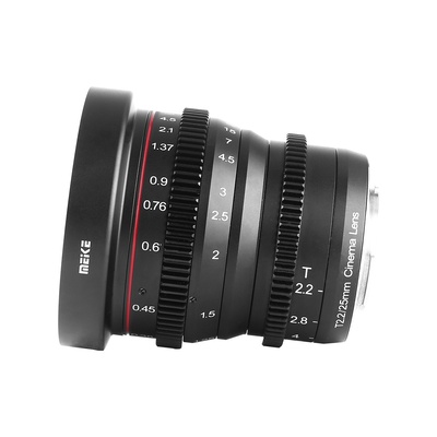 Meike 25mm T2.2 Large Aperture Manual Focus Prime Low Distortion Mini Cine Lens Compatible with Micro Four Thirds M4/3 MFT Olympus/Panasonic Lumix Cameras and BMPCC 4K Zcam E2