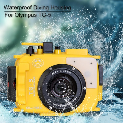 DF Seafrogs 60M/195ft Underwater Diving Waterproof Camera case for Olympus TG5 - Yellow