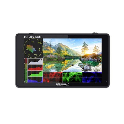 FEELWORLD LUT6 6 Inch 2600nits HDR/3D LUT Touch Screen DSLR Camera Field Monitor with Waveform VectorScope Histogram 4K HDMI Input Output 1920X1080 IPS Panel