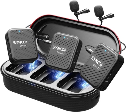 SYNCO G1 A2 Pro 2.4G Wireless Lavalier Microphone with Charging Case for Smartphone Camera Vlogging Streaming YouTube