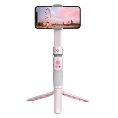 Zhiyun Smooth XS Gimbal Stabilizer for Smartphone, Foldable Handheld Selfie Stick Tripod for iPhone Android, filmmaking Tool for Vlog YouTube Live Video TikTok, with 260mm telescopic rod, Pink