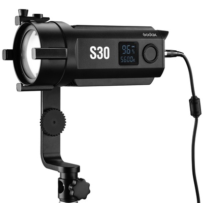 Godox S30 Focusing LED Light, Daylight-balanced 5600K, CRI/TLCI: 96, Multiple Options of Power Supply