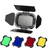 Godox BD-07 Barn Door with Honeycomb Grid and 4 Color Gel Filters (Red Yellow Blue Green) for Godox AD200