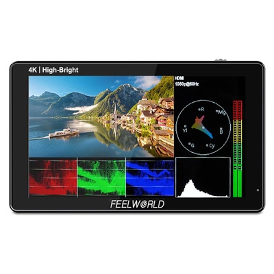 FEELWORLD LUT5E with Case 5.5 Inch High Bright 1600nit Touch Screen DSLR Camera Field Monitor F970 External Power and Install Kit 4K HDMI 1920X1080 IPS Panel