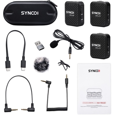 SYNCO G1 A2 Pro 2.4G Wireless Lavalier Microphone with Charging Case for Smartphone Camera Vlogging Streaming YouTube