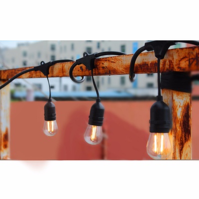 Sokani Commercial weatherprroof Grade Outdoor LED String light 24 Foot Long with 12 Sockets and Bulbs + 2 Replacement Bulbs