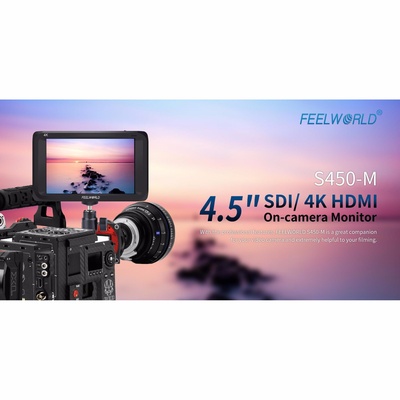 Feelworld S450-M On-Camera Monitor,Full HD Screen Video Display 4.5" SDI Output/4K HDMI Inputs Video Monitor with IPS 160° Wider View Angle for Camera