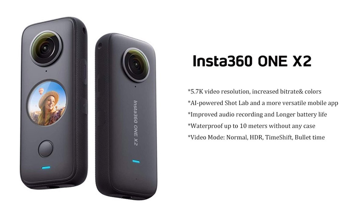 Insta360 ONE X2 with Accessories (Waterproof, Touchscreen, 6-Axis